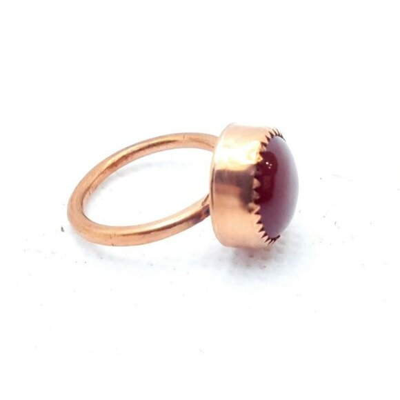 Red onyx copper crystal ring handmade - Picture 2 of 11